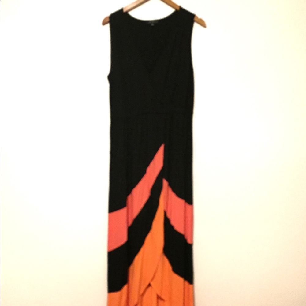 Black & Coral Maxi Dress
